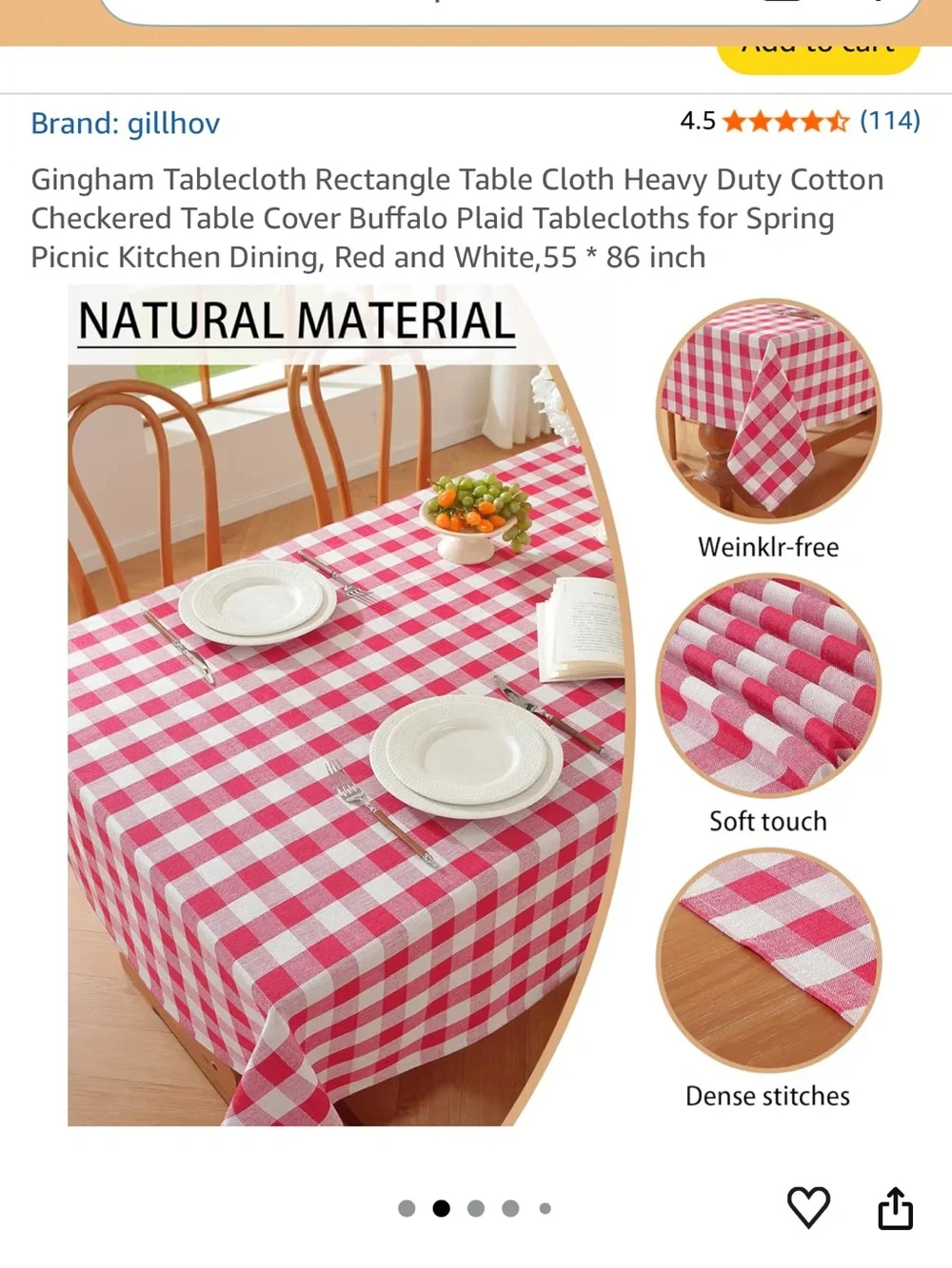 Gillhov red check tablecloth new cotton blend